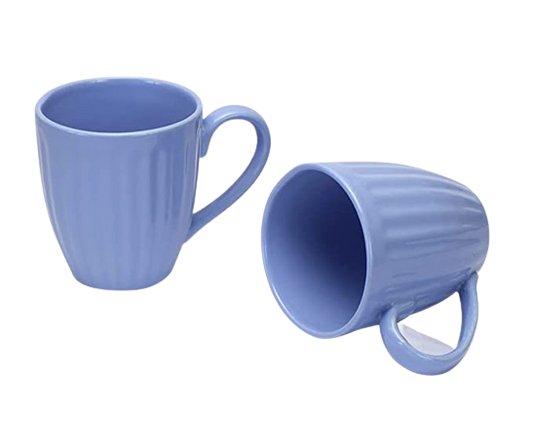 Merakrt Premium Ceramic Coffee Mugs (Set of 2, 350 ML, Glam Light Blue)