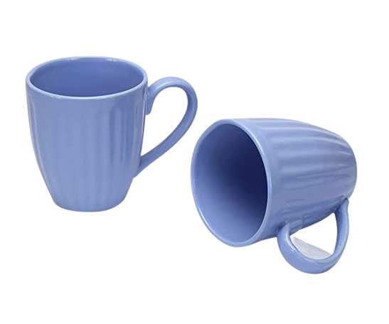 Merakrt Premium Ceramic Coffee Mugs (Set of 2, 350 ML, Glam Light Blue)