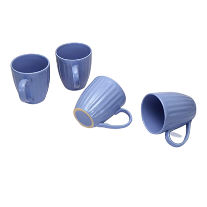Merakrt Premium Ceramic Coffee Mugs (Set of 4, 350 ML, Glam Light Blue)