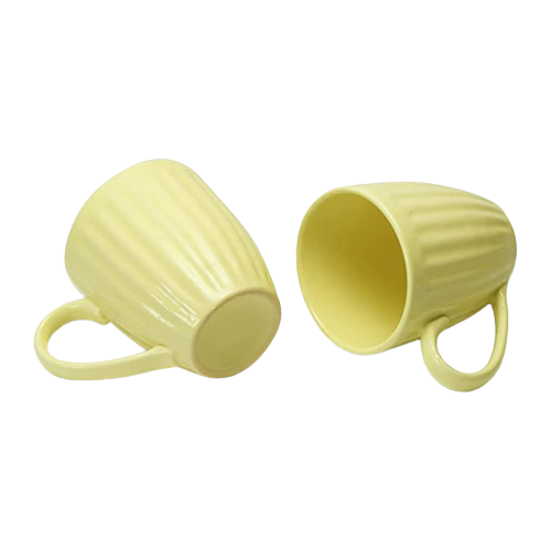 Merakrt Premium Ceramic Coffee Mugs (Set of 2, 300 ML, Glam Yellow) Ceramic Mugs