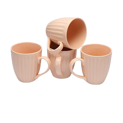 Merakrt Premium Ceramic Coffee Mugs (Set of 4, 350 ML, Glam Cream) Best Valentines Day Gift