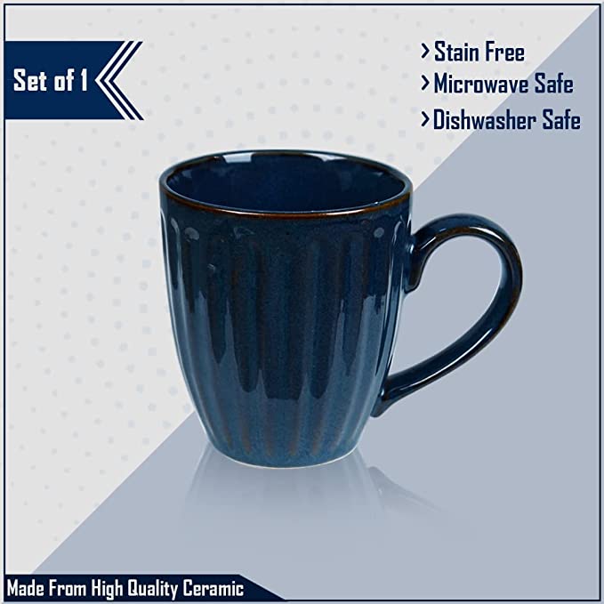 Merakrt Premium Ceramic Coffee Mug (350ml, Glam Blue) Microwave Safe Coffee Mugs Set of 2