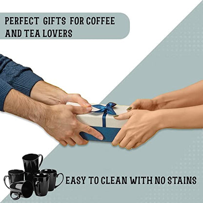 Merakrt™ Premium Coffee Mugs Set of 4 (250ml, Glossy Black)