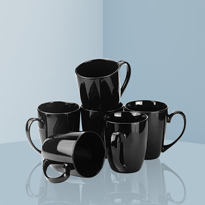 Merakrt™ Premium Coffee Mugs Set of 6 (250ml, Glossy Black) Best Valentines Day Gift, Best Birthday Gift, Best Anniversary Gift, Best Wedding Gift